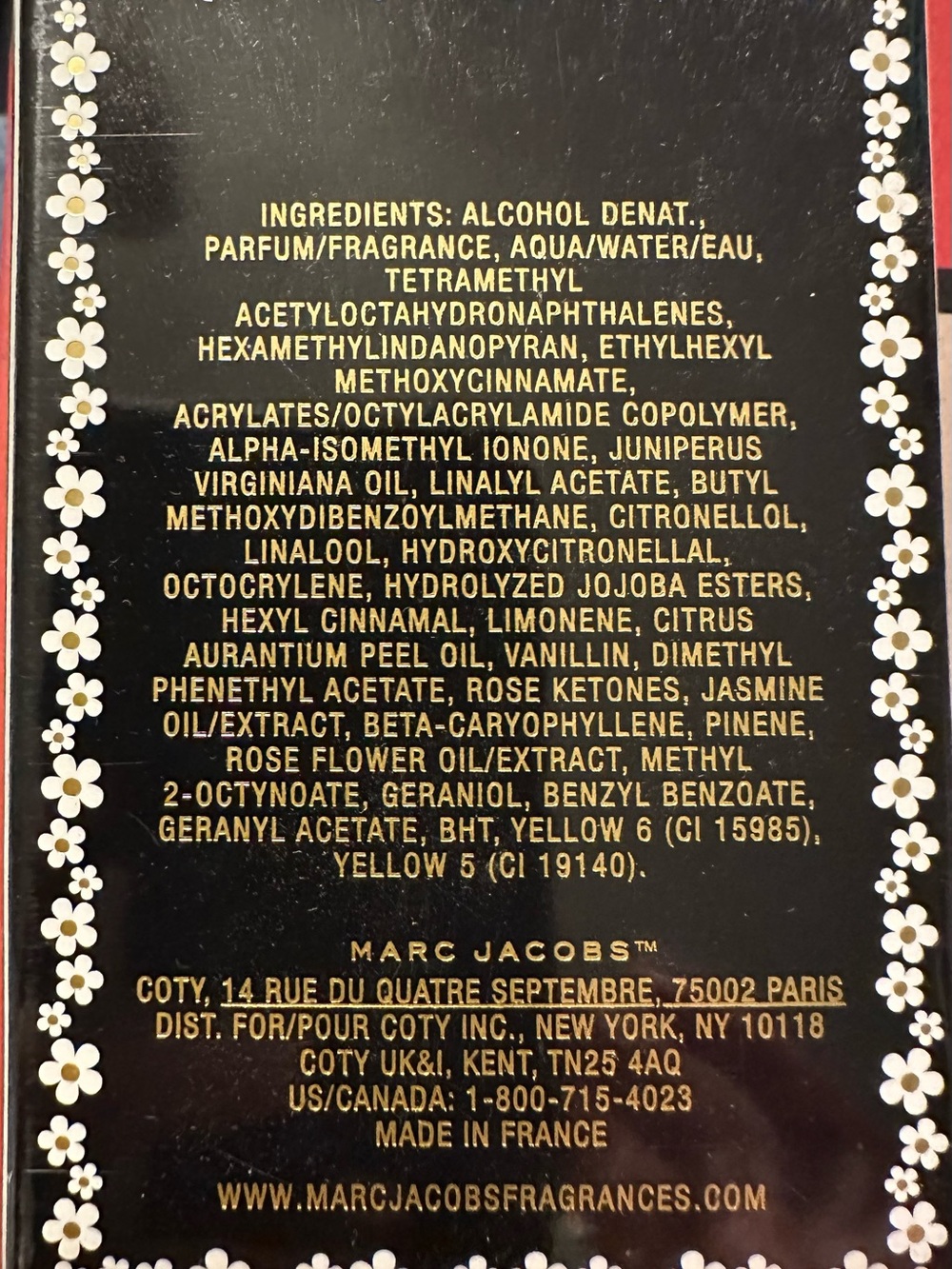 Perfume Ingredients Label - Picture 2 of 3